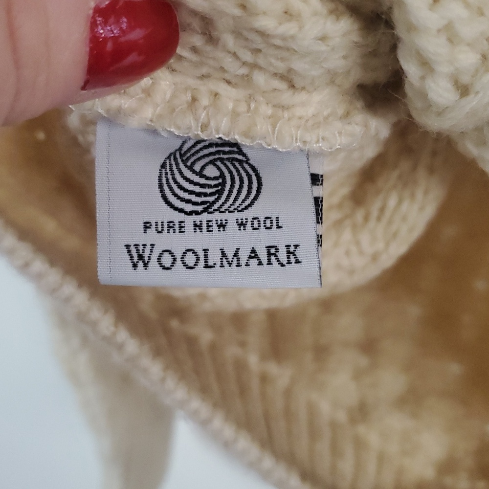 Womens Vintage Wool Aran Chunky Cableknit Fisherman Sweater Size Med Ireland - Picture 7 of 14